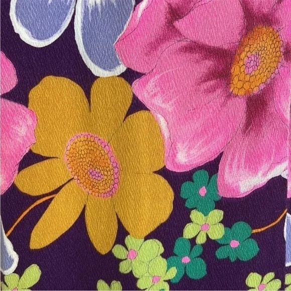 Vintage Handmade Floral Maxi Dress Purple Pink 70s Style Sleeveless - Picture 4 of 8